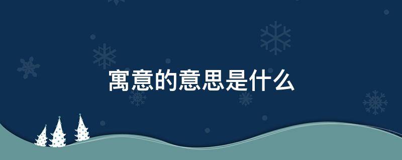 寓意的意思是什么（很有寓意的意思是什么）
