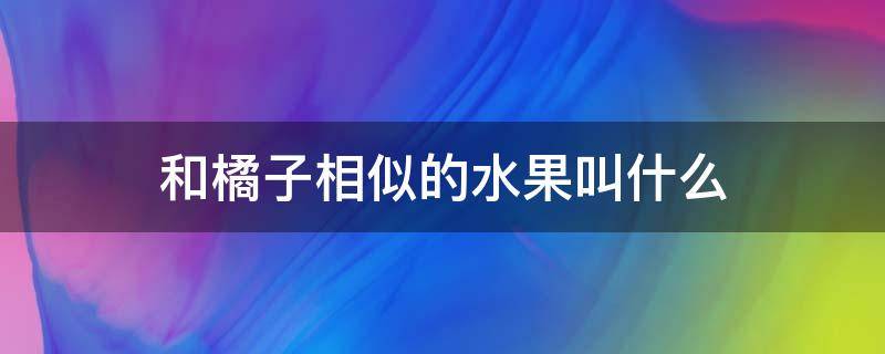 和橘子相似的水果叫什么（和橘子相似的水果有哪些）