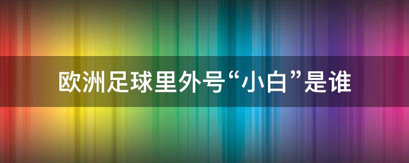 欧洲足球里外号“小白”是谁（欧洲球队外号）