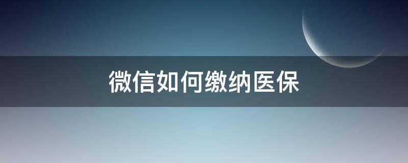 微信如何缴纳医保 微信如何缴纳医保和养老保险