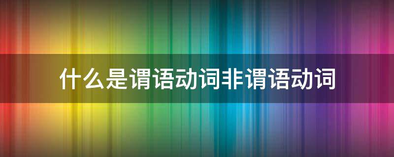 什么是谓语动词非谓语动词（什么是谓语和非谓语动词）