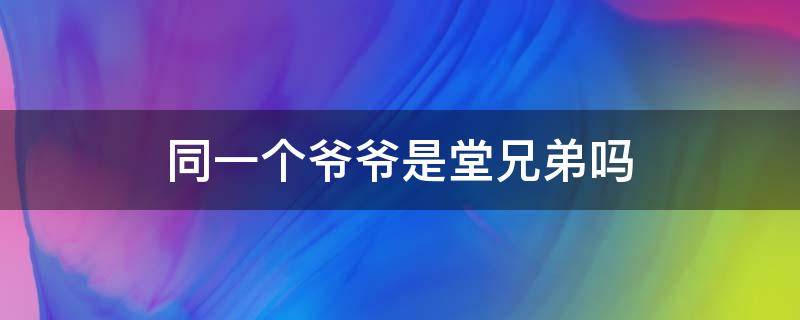 同一个爷爷是堂兄弟吗 堂兄妹是一个爷爷吗