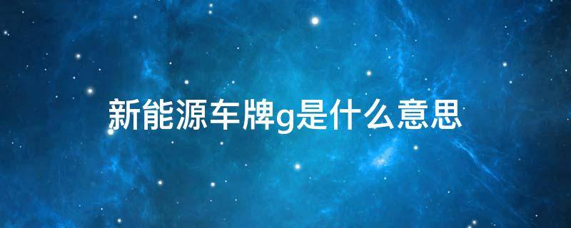 新能源车牌g是什么意思 新能源汽车牌上的G表示何意