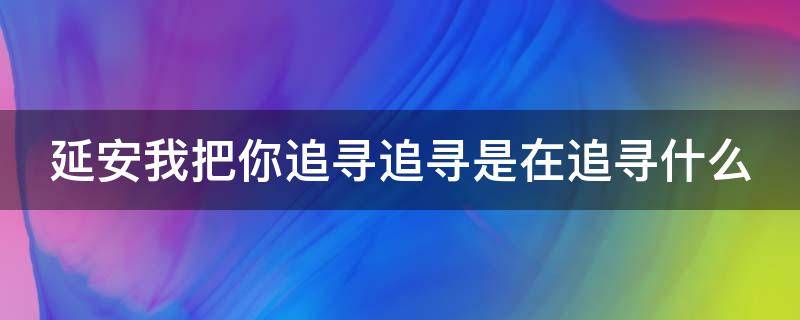 延安我把你追寻追寻是在追寻什么（延安我把你追寻追寻是在追寻什么精神）