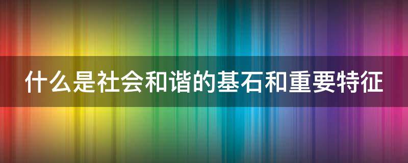 什么是社会和谐的基石和重要特征 社会和谐的基石和重要基础