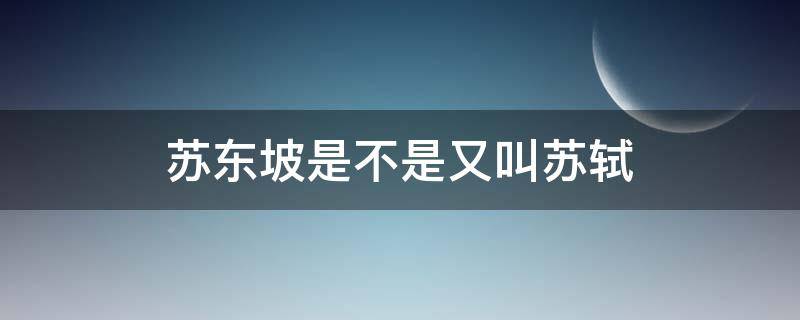 苏东坡是不是又叫苏轼 苏东坡又名苏轼对的吗