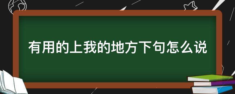 有用的上我的地方下句怎么说（有什么用得上我的地方）