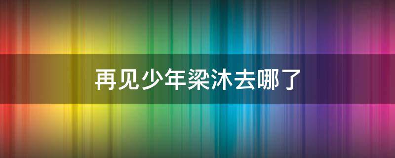 再见少年梁沐去哪了（再见少年梁沐去哪儿了）