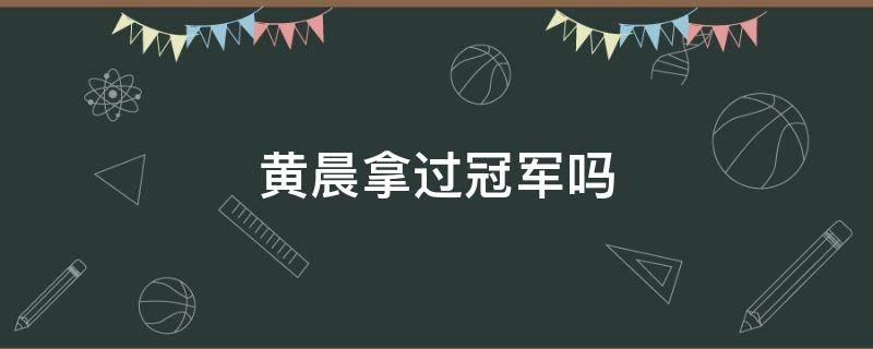 黄晨拿过冠军吗（黄晨进过国家队吗）