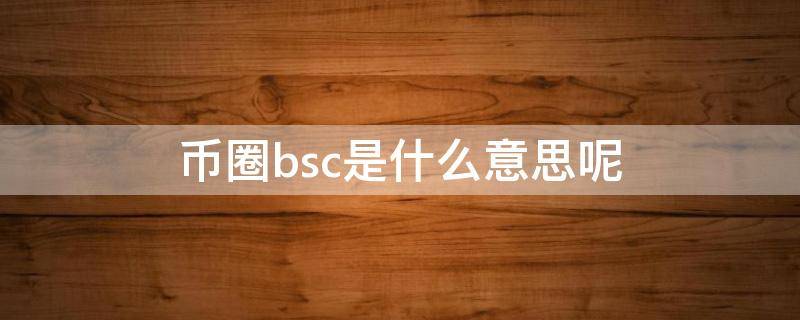 币圈bsc是什么意思呢 BSC是什么币