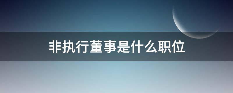 非执行董事是什么职位 什么是执行董事和非执行董事