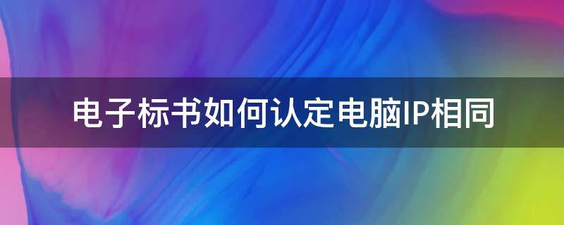 电子标书如何认定电脑IP相同（电子标书如何认定电脑IP相同处罚）