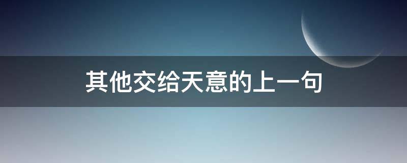 其他交给天意的上一句 剩下的交给天意前一句是什么