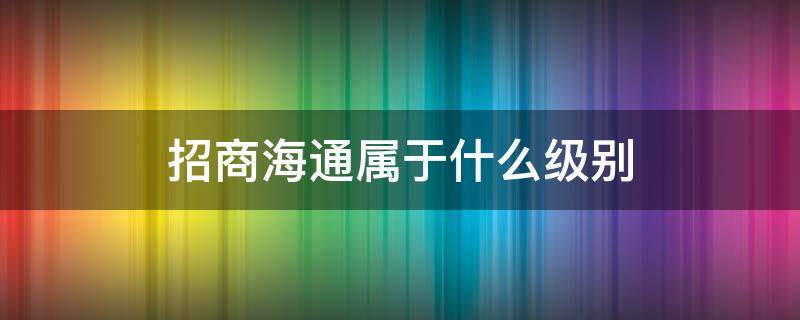 招商海通属于什么级别（招商海通公司管理层）