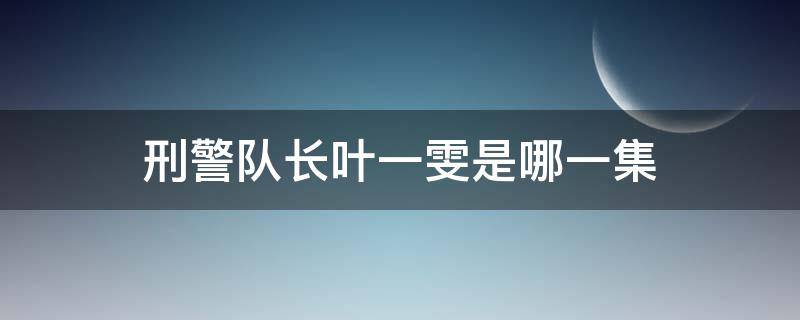 刑警队长叶一雯是哪一集 刑警队长金鑫第几集出现