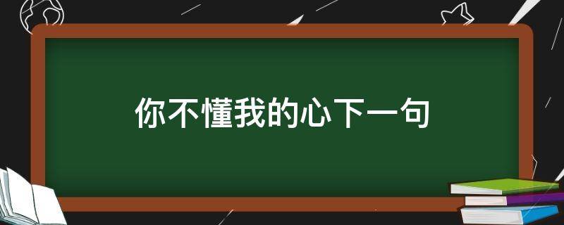 你不懂我的心下一句 你不懂我的心下一句歌词