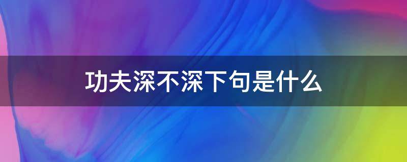 功夫深不深下句是什么（只要功夫下得深下一句是什么）