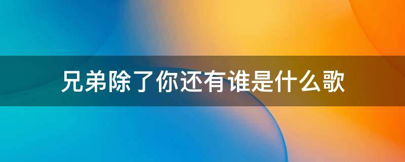 兄弟除了你还有谁是什么歌（兄弟除了我还有谁是什么歌）