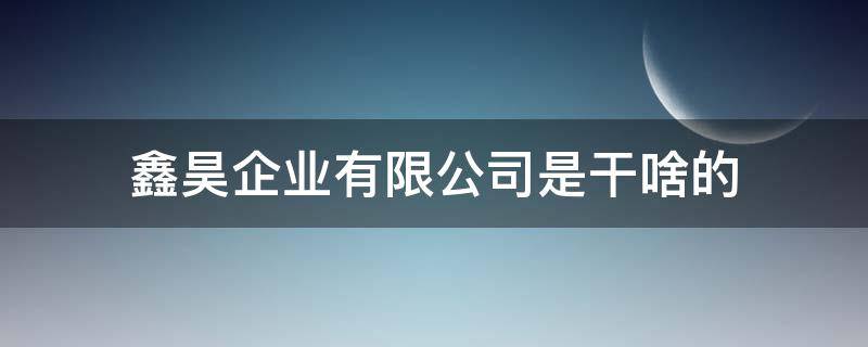 鑫昊企业有限公司是干啥的（昊鑫实业有限公司）