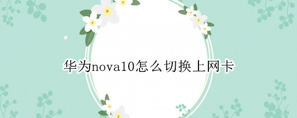 华为nova10怎么切换上网卡 华为nova5pro网卡怎么办