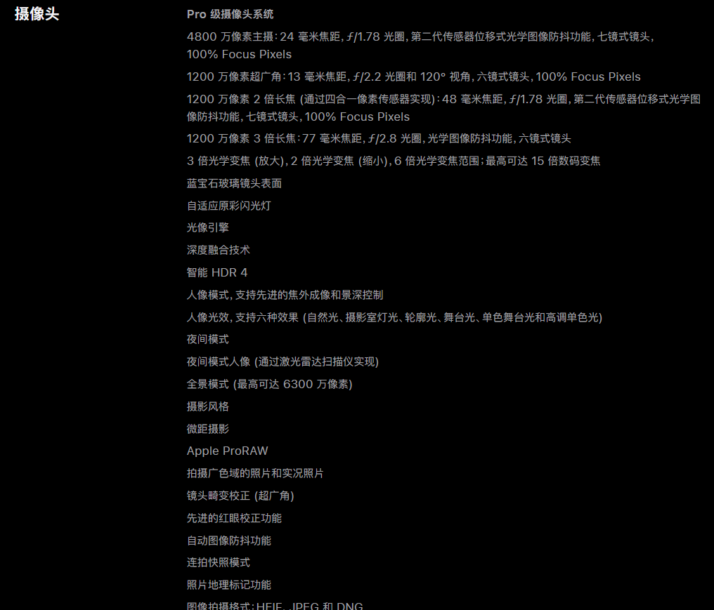 苹果14promax后置摄像头多少像素