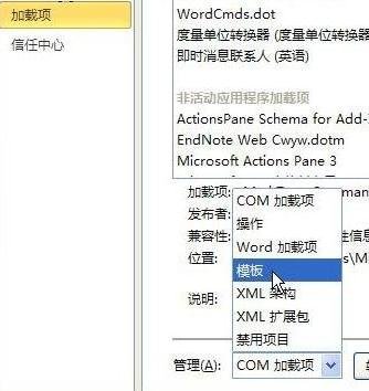 word2010怎么删除菜单中MathTye加载项