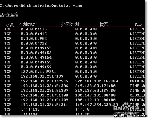 如何在Windows里边根据端口找到其提供服务的进程?