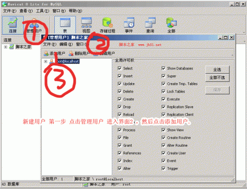 Navicat(MySQL 图形化操作工具)图文使用教程(新建用户)