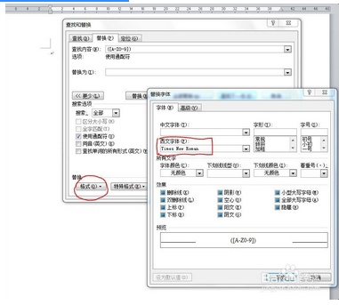 如何批量更改word中字母和数字格式为Time New Roman