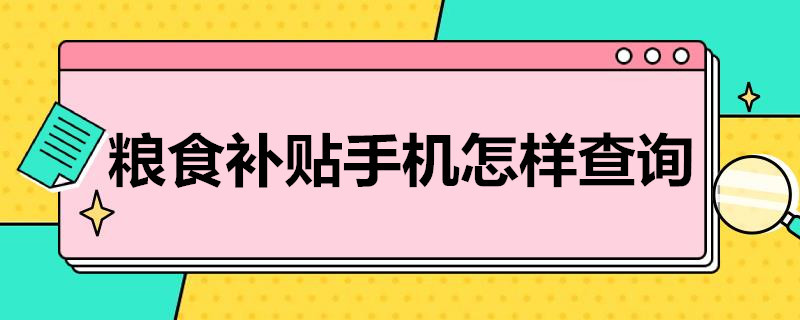 粮食补贴手机怎样查询