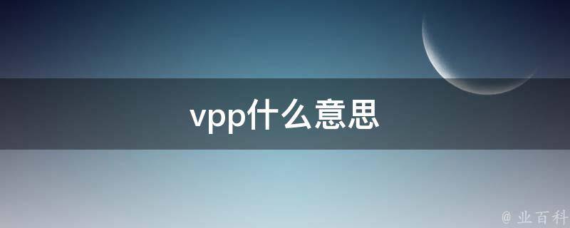 vpp什么意思 vpp是指