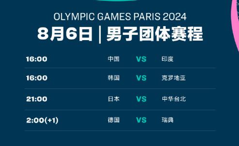 2024巴黎奥运会乒乓球团体赛赛程直播时间表最新 8月6日今天男女团比赛对阵名单